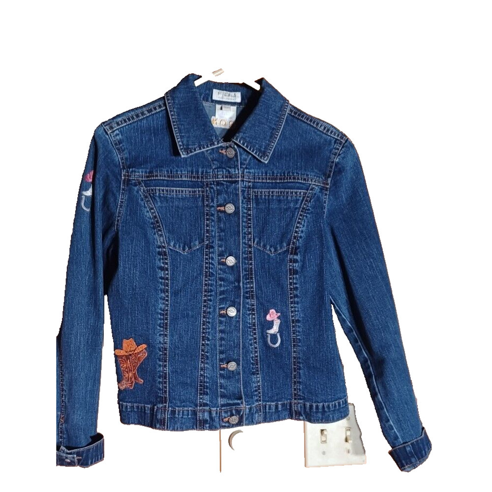 FDJ French Dressing Jean Jacket Women's S/P Embroidered Line Dancing Cowgirl